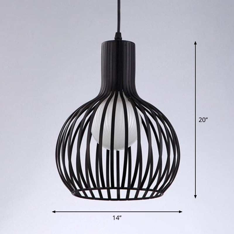 Sleek Iron Loft Pendant Light For Restaurants – Spherical Cage Design Single-Bulb Ceiling Hanging