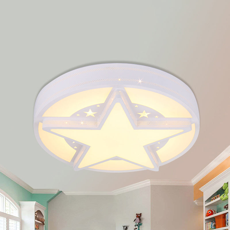 Childrens Bedroom Starry Sky Flush Mount Ceiling Light White / 19.5
