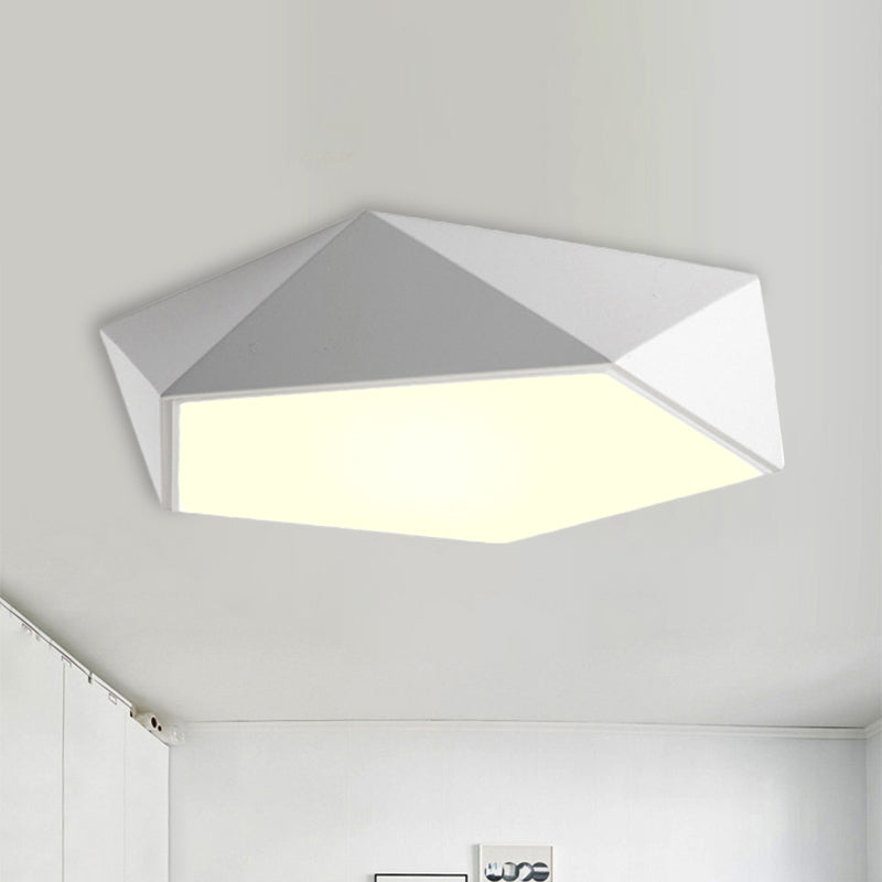Geometric Metal Flush Mount Lighting With Led - White/Black 16.5/20.5/24.5 Wide White / 16.5