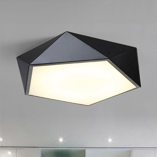 Geometric Metal Flush Mount Lighting With Led - White/Black 16.5/20.5/24.5 Wide