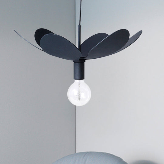 12’/19.5’ Wide Minimal Ceiling Pendant Light With Metal Flower Shade - 1-Light Black/White