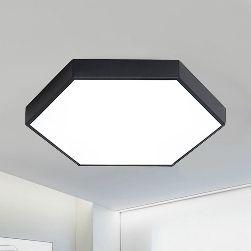 Modern Led Flush Mount With Metal Shade - Hexagon Design In Gray/Yellow/Blue White/Warm Light