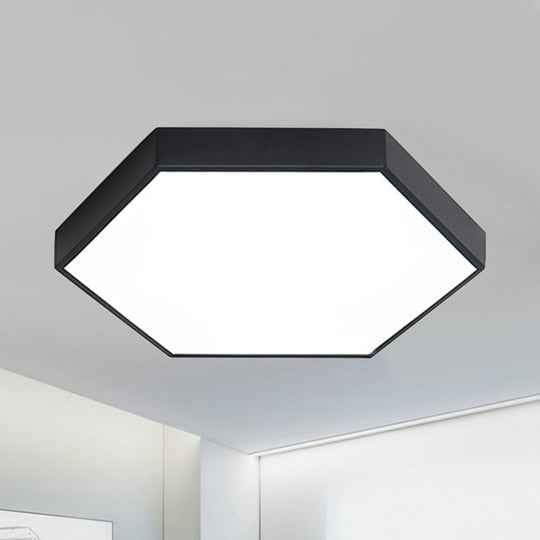Modern Led Flush Mount With Metal Shade - Hexagon Design In Gray/Yellow/Blue White/Warm Light