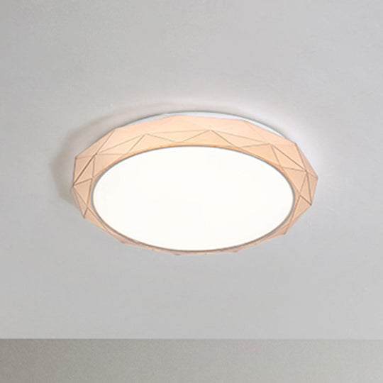 Nordic Diamond Flush Ceiling Light With Led 16’/19.5’ Diameter In White/Pink/Blue Shades Gold /