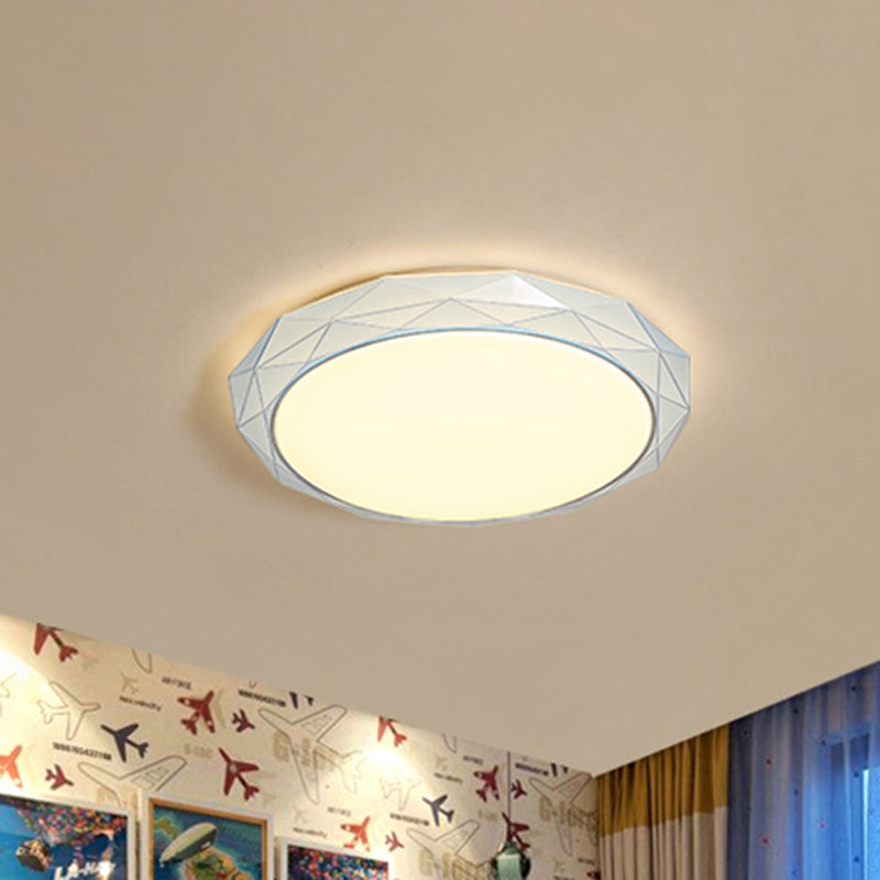 Nordic Diamond Flush Ceiling Light With Led 16’/19.5’ Diameter In White/Pink/Blue Shades White