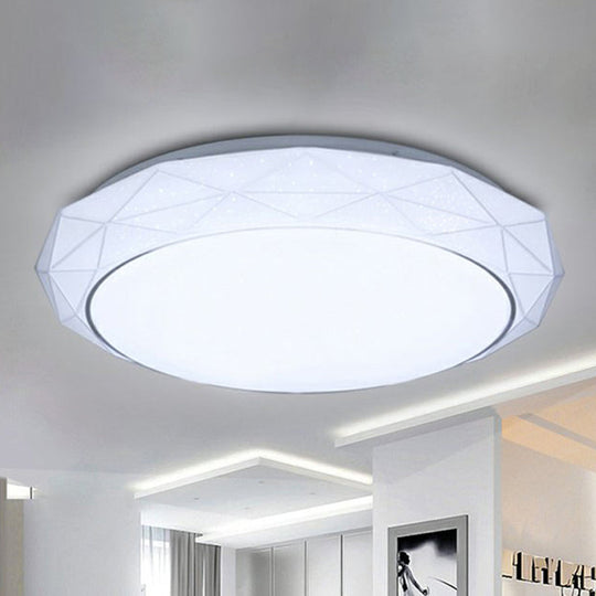 Nordic Diamond Flush Ceiling Light With Led 16’/19.5’ Diameter In White/Pink/Blue Shades