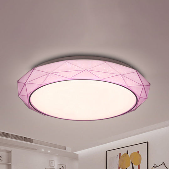 Nordic Diamond Flush Ceiling Light With Led 16’/19.5’ Diameter In White/Pink/Blue Shades Pink /