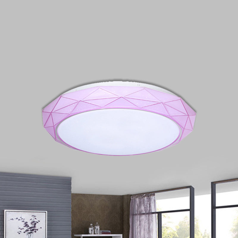 Nordic Diamond Flush Ceiling Light With Led 16’/19.5’ Diameter In White/Pink/Blue Shades Pink /