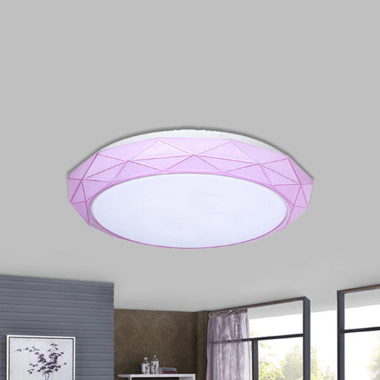 Nordic Diamond Flush Ceiling Light With Led 16’/19.5’ Diameter In White/Pink/Blue Shades Pink /