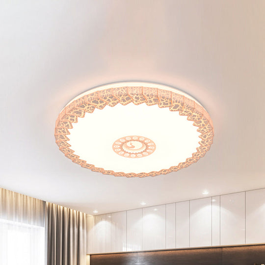 Modern Led Flush Mount Ceiling Light With Acrylic Shade In White/Blue/Gold Crackle Finish - Bedroom