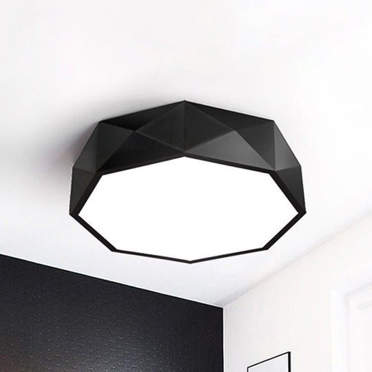 Modern Led Metal Flush Mount Lighting With Concave/Convex Shape - White/Black Ceiling