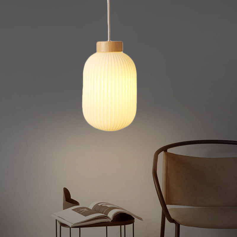 Moderne asiatische Pendelleuchte mit Papierschirm – weiße Kapsel-/Trommel-Deckenleuchte für den Flur – Größen: 5,5"/8"/12" breit