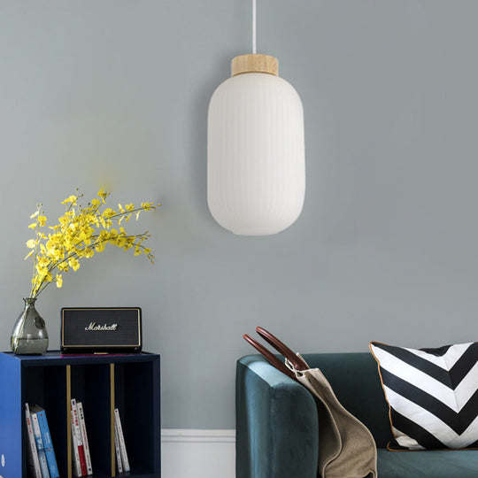 Moderne asiatische Pendelleuchte mit Papierschirm – weiße Kapsel-/Trommel-Deckenleuchte für den Flur – Größen: 5,5"/8"/12" breit