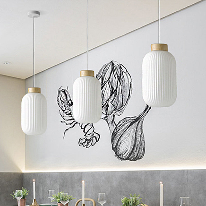Moderne asiatische Pendelleuchte mit Papierschirm – weiße Kapsel-/Trommel-Deckenleuchte für den Flur – Größen: 5,5"/8"/12" breit