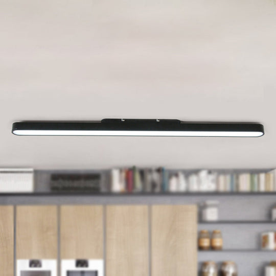 Modern Black/Silver Oval Led Flush Light For Office - 23.5’/35.5’/47’ Wide