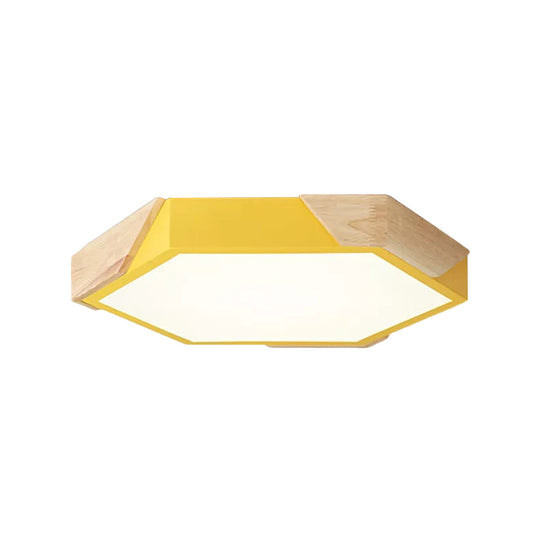Nordic Style Led Flush Mount Lamp For Kindergarten Classroom Ceiling - Hexagon Design