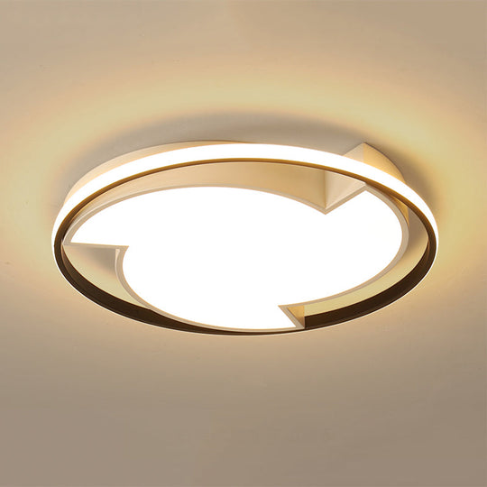 Modern Black Flush Mount Ceiling Light - Windmill Design With Acrylic Led Warm/White