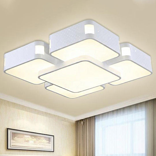 Contemporary Square Ceiling Mounted Led Pendant Light - 24/37 Wide Acrylic White Flush Mount