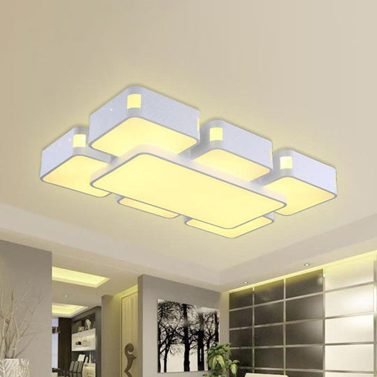 Contemporary Square Ceiling Mounted Led Pendant Light - 24/37 Wide Acrylic White Flush Mount / 37