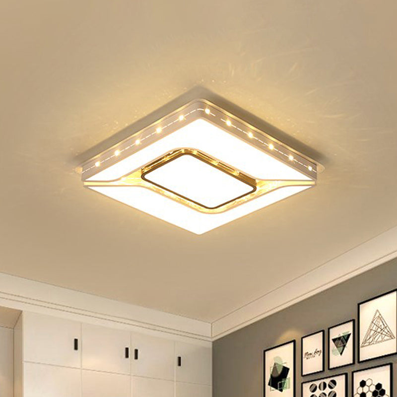 Led Bedroom Ceiling Light With Acrylic Shade - White Flush Mount In White/Warm (19.5’/23.5’ W)