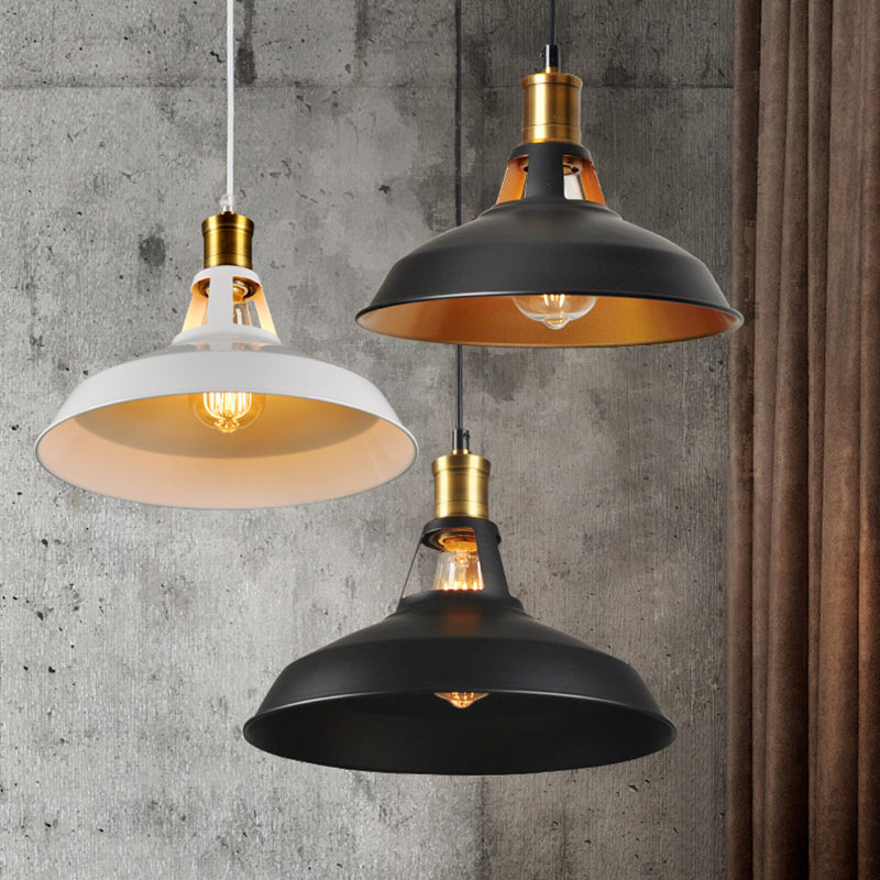 Iron Hanging Pendant Light Fixture For Restaurants - Single Ceiling Pot Cover Lamp