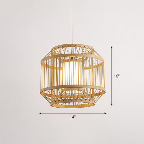Modern Bamboo Pendant Light With 3 Shades - Stylish Hanging Lamp For Restaurants And Ceilings Wood /