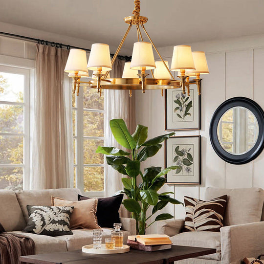 Gold Fabric Suspended Ceiling Chandelier: Minimalist Bedroom Lighting