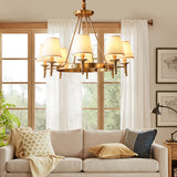 Gold Fabric Suspended Ceiling Chandelier: Minimalist Bedroom Lighting