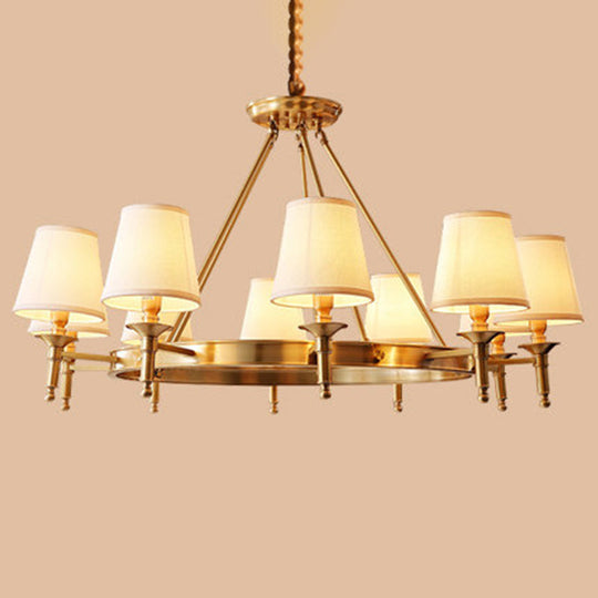 Gold Fabric Suspended Ceiling Chandelier: Minimalist Bedroom Lighting 10 /