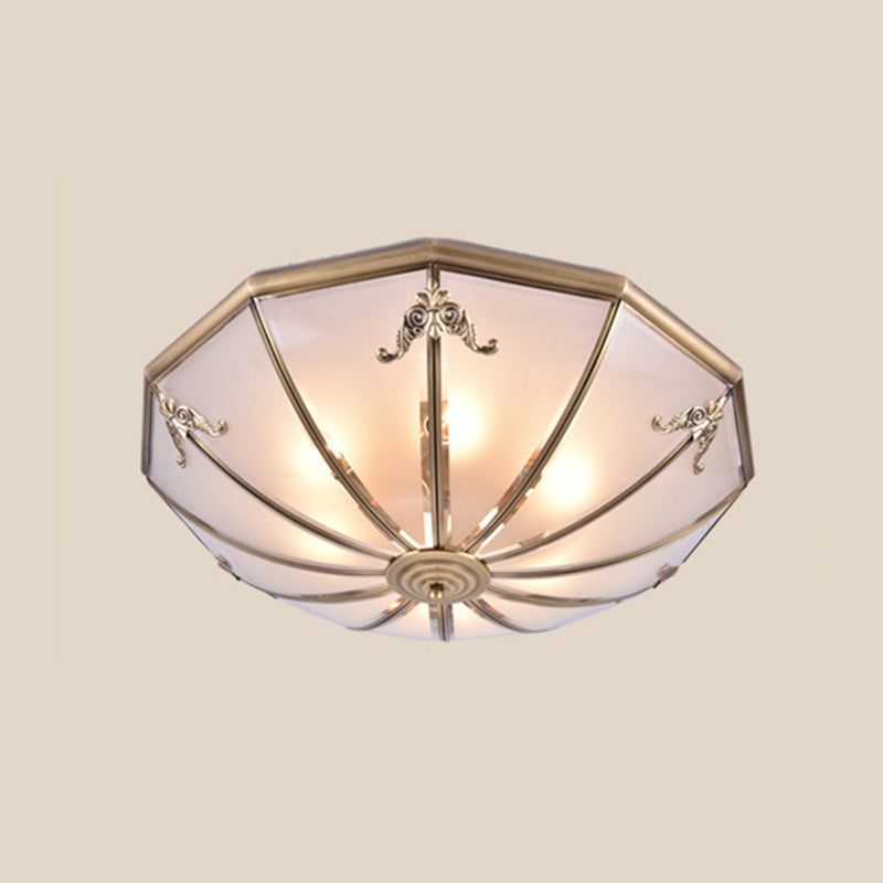 Frosted Glass Brass Ceiling Lamp - Classic Flush Mount For Bedroom / 23.5