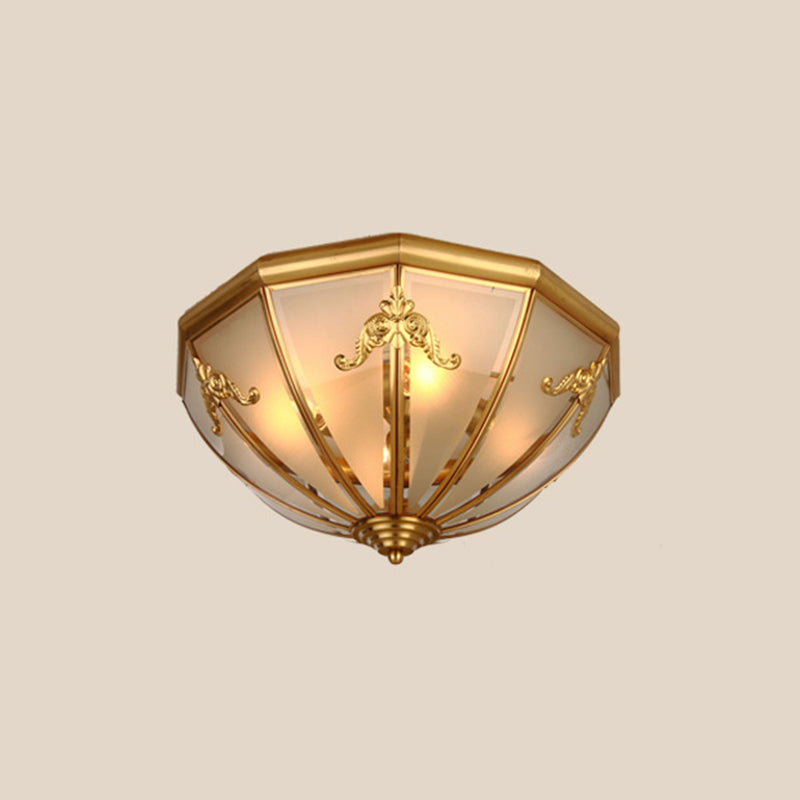Frosted Glass Brass Ceiling Lamp - Classic Flush Mount For Bedroom / 18