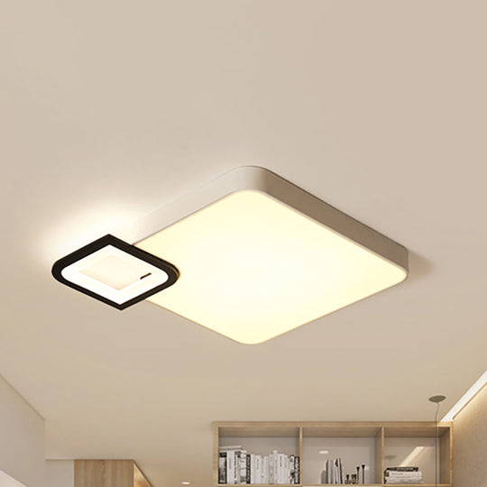 Modern Metal Flush Mount Ceiling Light For Living Room - White/Black Led Warm/White 18/21.5 Wide