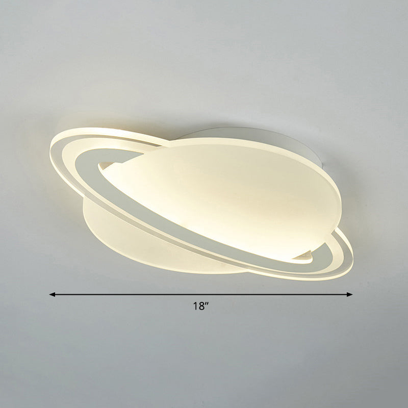 Kids White Led Ceiling Mount Light With Unique Planet Shape For Bedrooms / 18 Warm