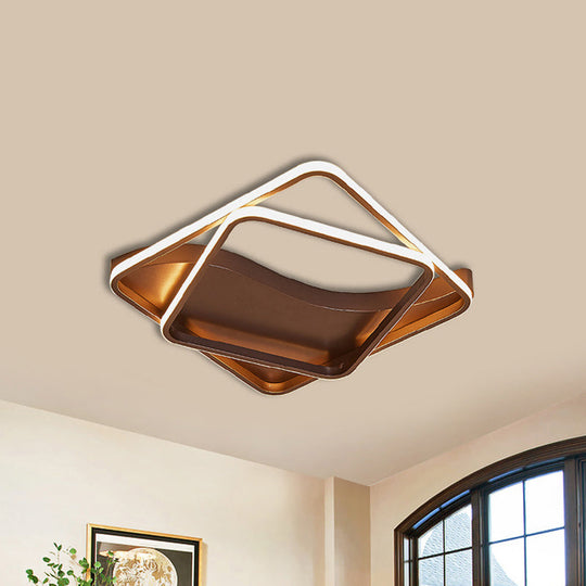 Led Bedroom Ceiling Lamp With Acrylic Shade: Warm/White Light White/Brown Design Brown / 18’ White