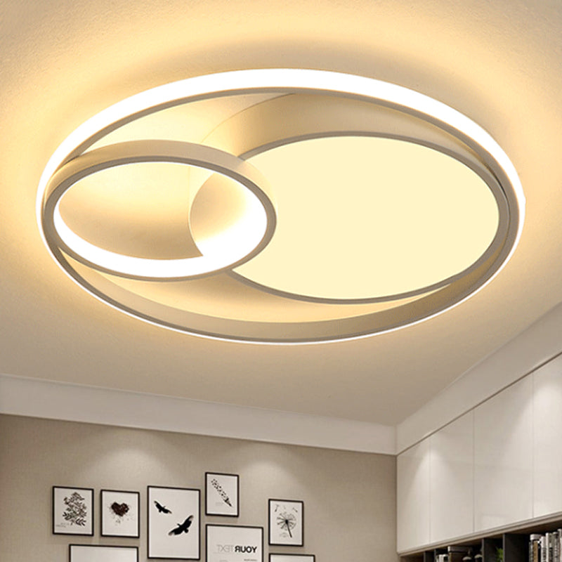 Contemporary Metal Led Flush Mount Ceiling Lamp - White/Black 16’/19’/23.5’ Wide