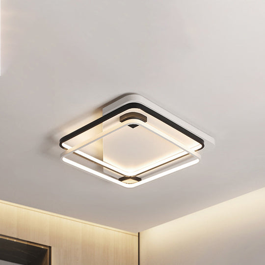 Modern Led Black/White Acrylic Rectangular Ceiling Light - 18/22/27.5 Wide Warm/White Flushmount