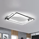 Modern Led Black/White Acrylic Rectangular Ceiling Light - 18/22/27.5 Wide Warm/White Flushmount