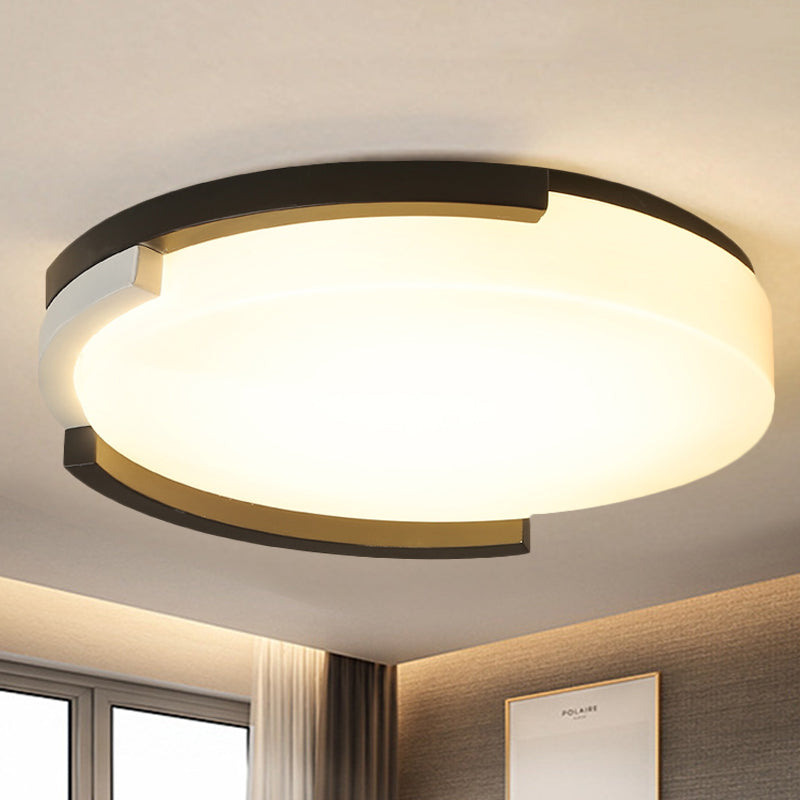 Simple Metal Led Flush Ceiling Light With Acrylic Diffuser In Black/White 16.5’/20.5’ Wide -