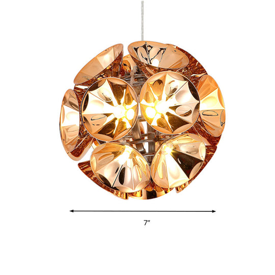 Modern Ball Pendant Light In Chrome/Gold With Led White/Warm 7’/11’ Dia