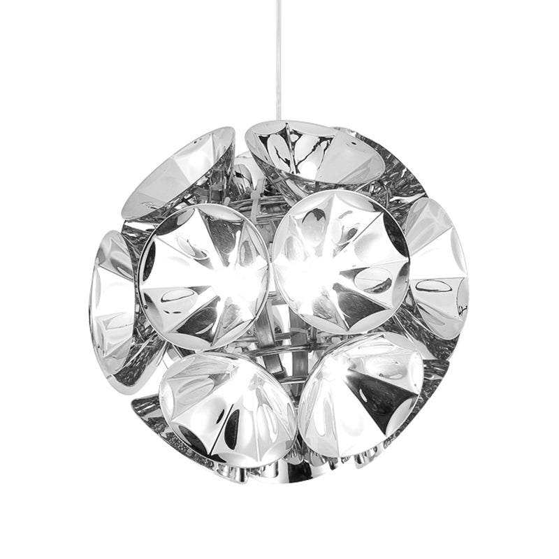 Modern Ball Pendant Light In Chrome/Gold With Led White/Warm 7’/11’ Dia