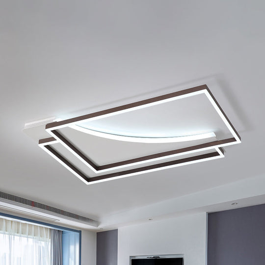Modern Acrylic Led Ceiling Light In Coffee Brown Flush Mount Lamp With Overlapping Design