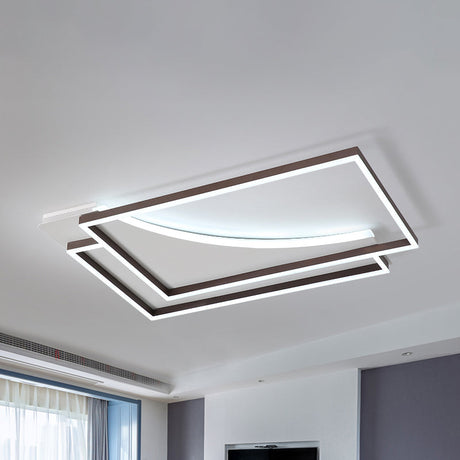 Modern Acrylic Led Ceiling Light In Coffee Brown Flush Mount Lamp With Overlapping Design Warm/White