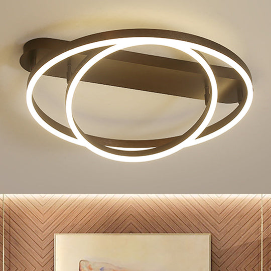Contemporary Multi Circle Metal Flush Mount Lamp With 1/2/3 Heads White/Warm Light 2 / Yellow White