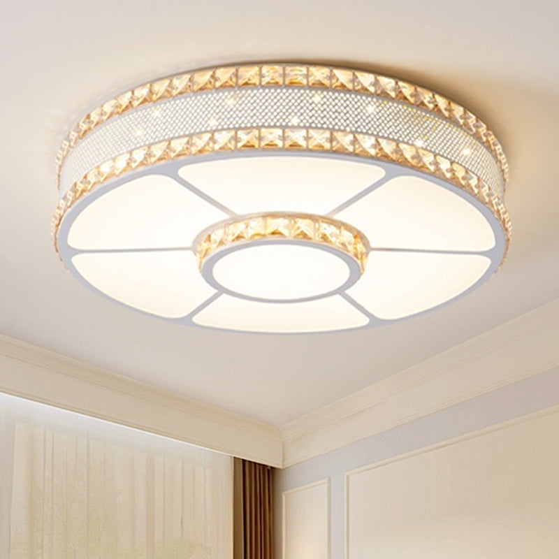 Nordic Led Metal Drum Flush Mount Ceiling Lamp With Acrylic Diffuser - Multiple Sizes Available
