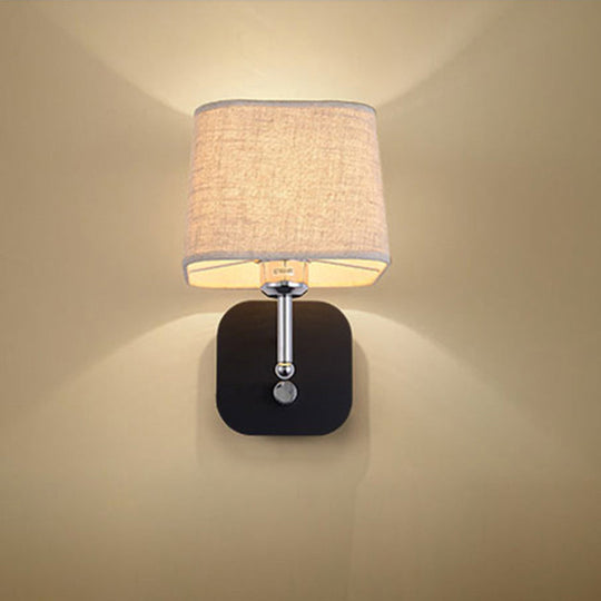 Modern Black And Beige Tapered Wall Sconce With 1 Light Backplate /