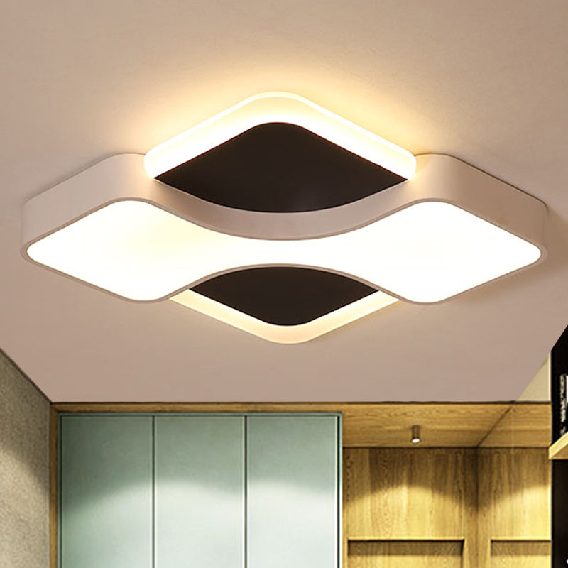 Geometric Metal Led Flush Ceiling Light Fixture In White/Warm 16.5/19.5/23.5 Wide