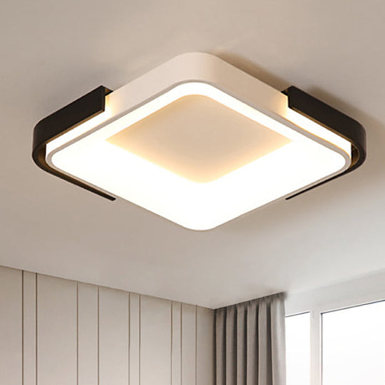 Simple Metal Led Flush Mount Light In White/Warm - Rectangular/Square Ceiling Fixture 18’/35.5’