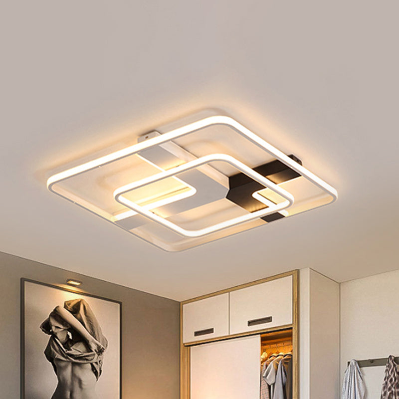 19.5’/23.5’ Wide Acrylic Square Flushmount Led Ceiling Lamp In White Light / 23.5’ Warm