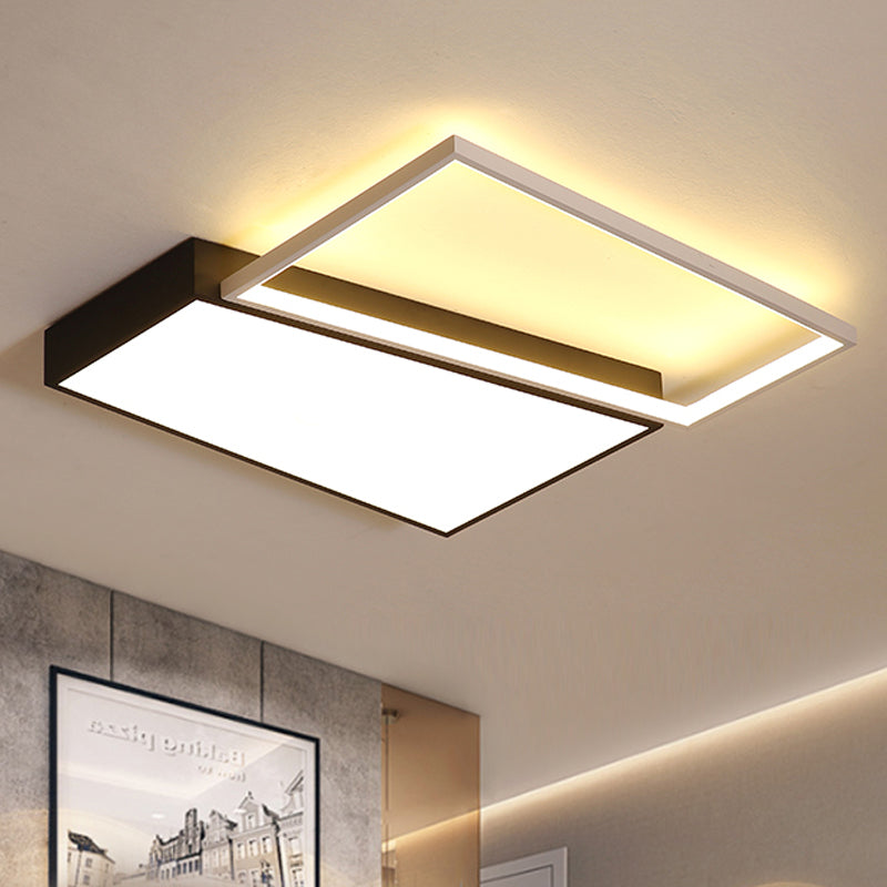 Sleek Trapezoid Flush Mount Led Metal Ceiling Light In White/Warm - 18/21.5 Wide Black / 18 White