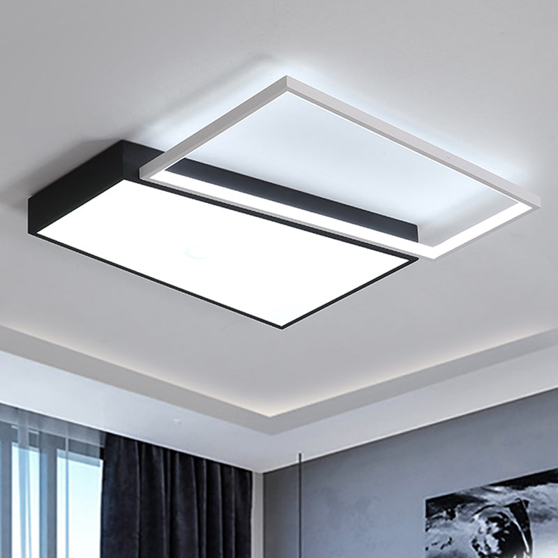 Sleek Trapezoid Flush Mount Led Metal Ceiling Light In White/Warm - 18’/21.5’ Wide